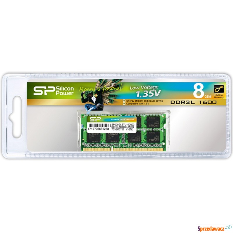 Pamięć DDR3 SILICON POWER SODIMM 8GB 1600MHz... - Pamieć RAM - Tarnowskie Góry