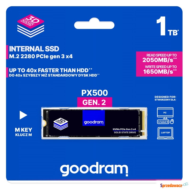 Dysk SSD GoodRam PX500 Gen.2 1TB M.2 PCIe - Dyski twarde - Chorzów