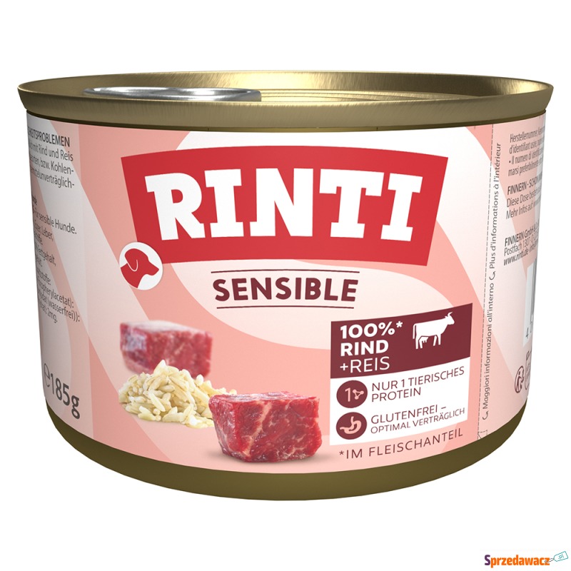 RINTI Sensible, 24 x 185 g - Wołowina z ryżem - Karmy dla psów - Elbląg