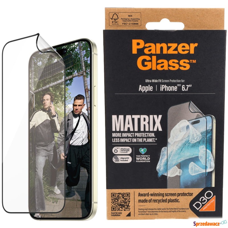 Szkło hybrydowe PanzerGlass Ultra-Wide Fit Matrix... - Akcesoria i części - Toruń