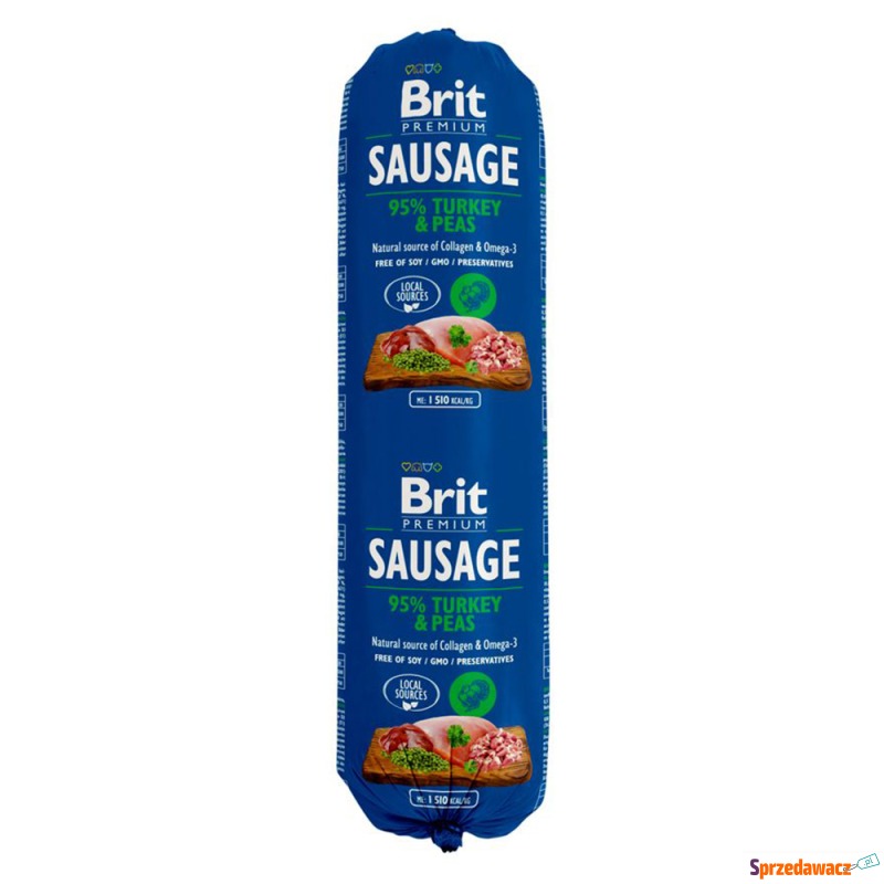 Brit Premium Sausage, 12 x 800 g - Indyk z groszkiem - Karmy dla psów - Poznań