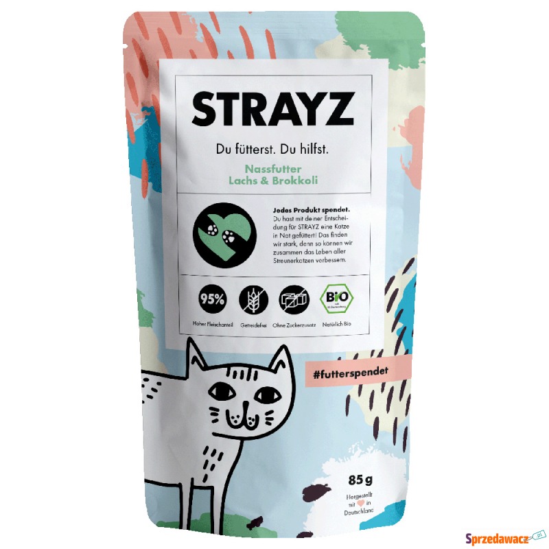 STRAYZ Saszetka bio 6 x 85 g - Biołosoś z bio... - Karmy dla kotów - Płock