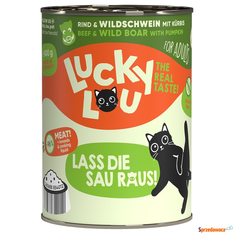 Lucky Lou Adult 24 x 400 g - Wołowina & Dzik - Karmy dla kotów - Zielona Góra