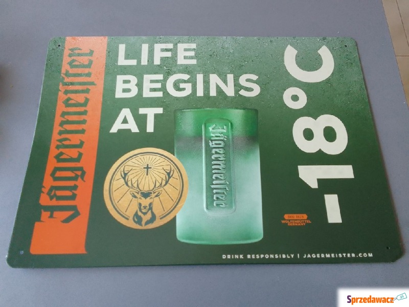 Jagermeister Szyld plakat reklama afisz metalowy... - Pocztówki, karty, plakaty - Rewal