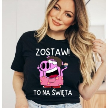 śmieszna damska koszulka świąteczna - zostaw do na święta