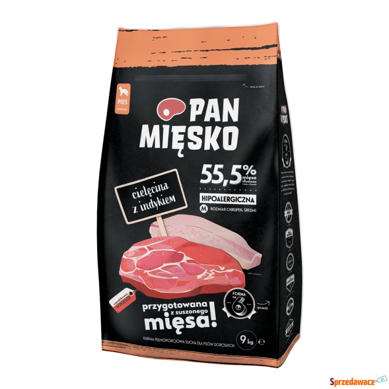 Pan Mięsko Medium, cielęcina z indykiem - 9 kg - Karmy dla psów - Wałbrzych