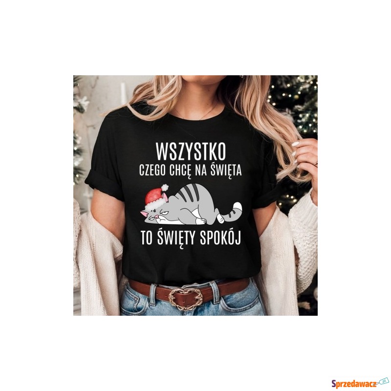 Czarna damska koszulka świąteczna