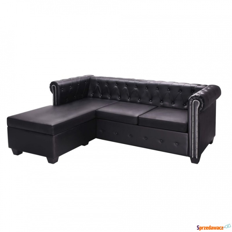 Sofa Chesterfield w kształcie litery L, sztuczna... - Sofy, fotele, komplety... - Gostyń