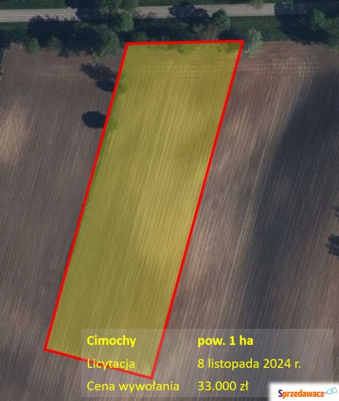 Rolna, dostęp do drogi wojewódzkiej, licytacja - Działki na sprzedaż - Cimochy