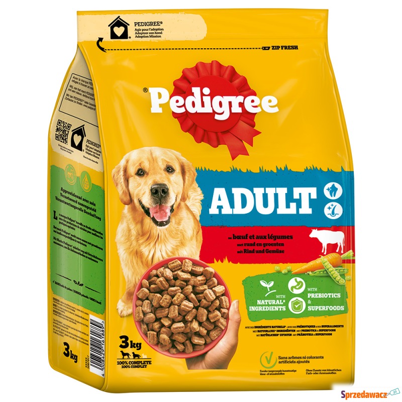 Pedigree Adult, z wołowiną i warzywami - 3 kg - Karmy dla psów - Brzeg