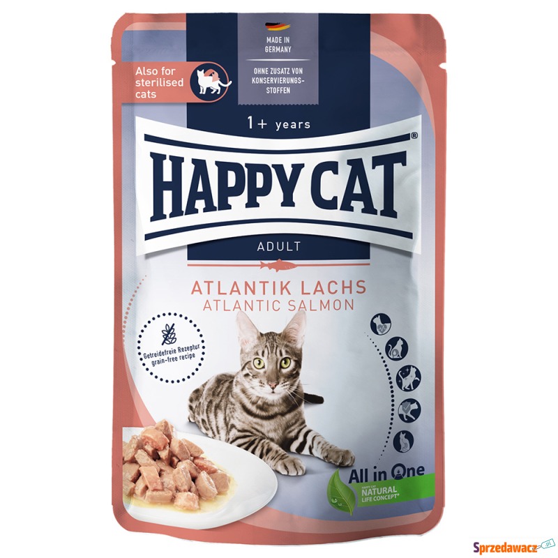 Happy Cat Pouch Meat w sosie, 24 x 85 g - Łosoś... - Karmy dla kotów - Sochaczew