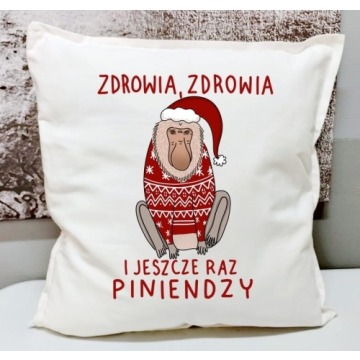 Śmieszna poduszka z życzeniami na święta