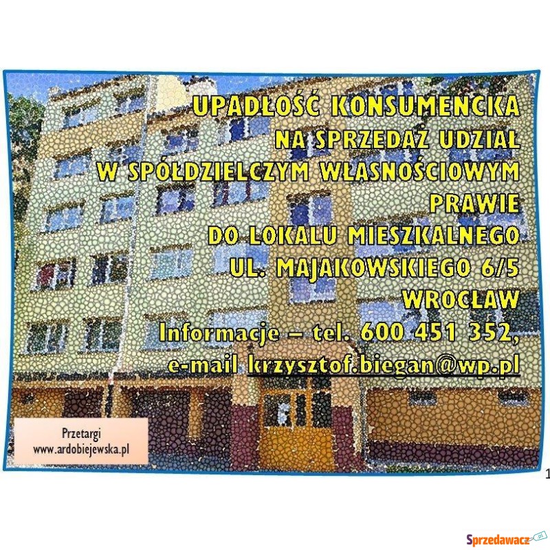 Mieszkanie trzypokojowe Wrocław,   52 m2 - Sprzedam