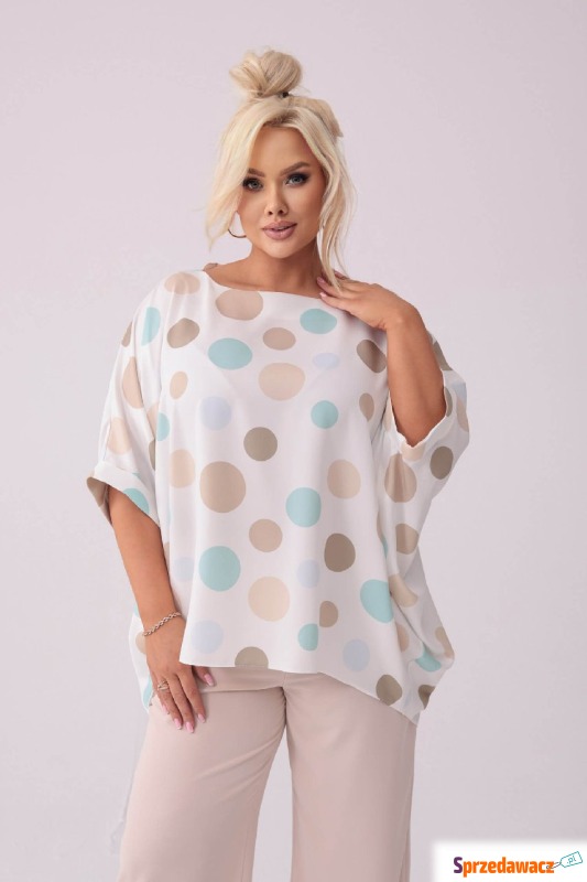 Kimonowa bluzka Liliana w grochy PLUS SIZE XXL... - Bluzki, koszule - Jelenia Góra