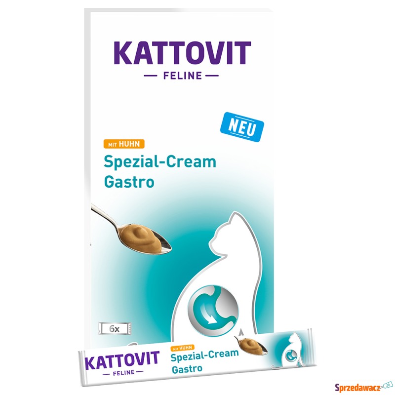 Kattovit Gastro Cream, kurczak - 66 x 15 g - Przysmaki dla kotów - Czarne