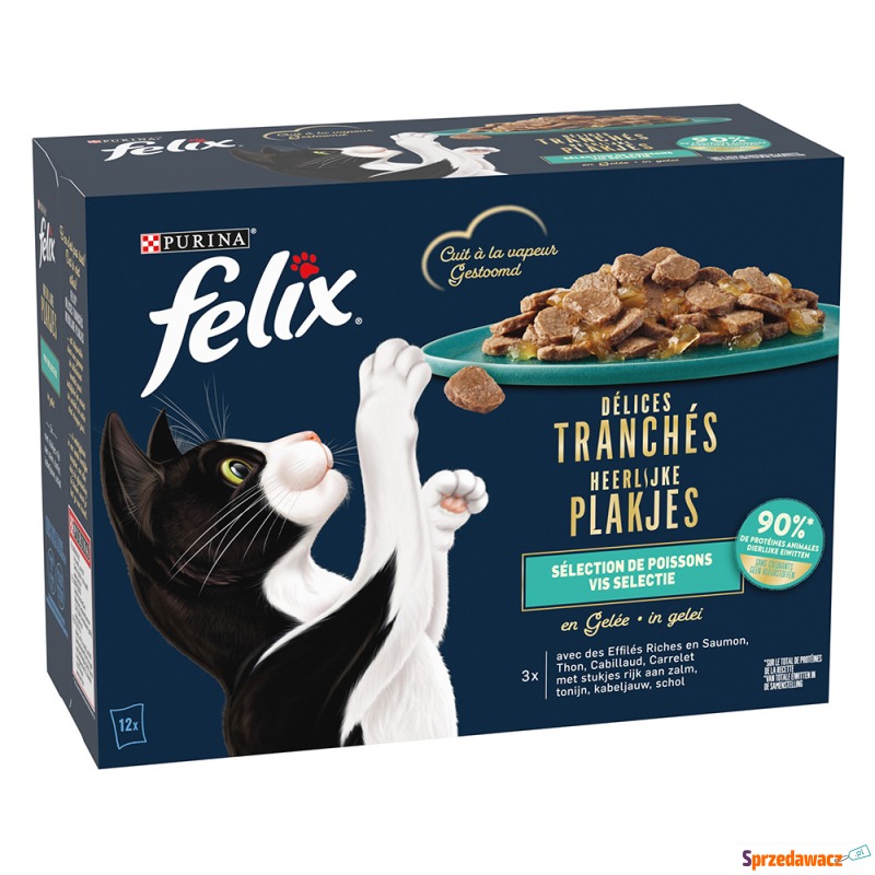 Felix Deliciously Sliced w galarecie, 12 x 80... - Karmy dla kotów - Pruszków