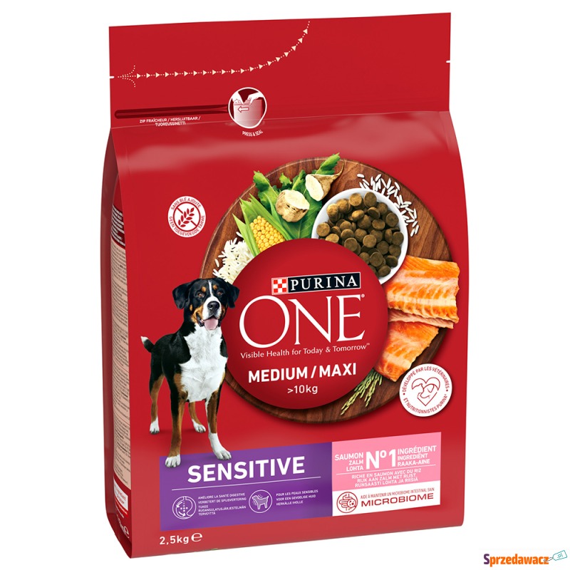 PURINA ONE Medium/Maxi Sensitive, łosoś - 2 x... - Karmy dla psów - Kielce