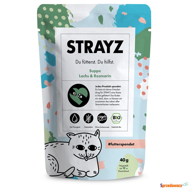 STRAYZ BIO, zupa dla kota, 14 x 40 g - Biołosoś... - Karmy dla kotów - Płock