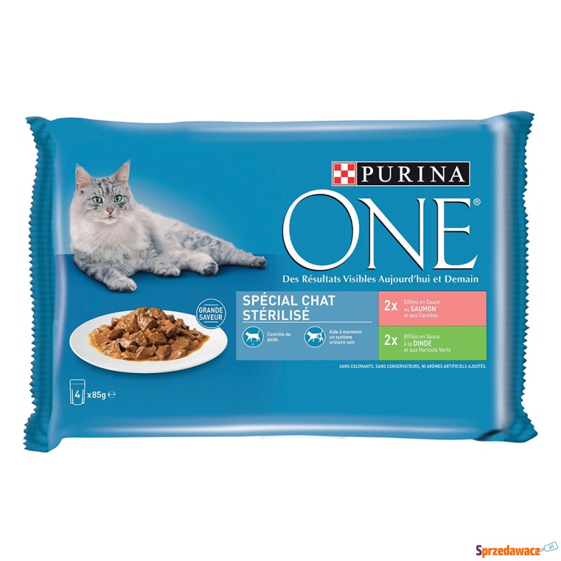 PURINA ONE Sterilised Cat 4 x 85 g - łosoś, indyk - Karmy dla kotów - Chełm