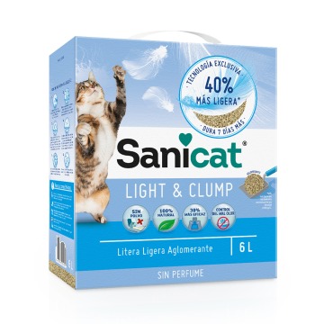 Sanicat Light & Clump, żwirek z betonitu - 2 x 6 l