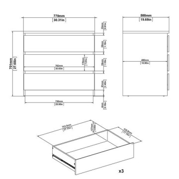 Komoda z szufladami czarna mat 77 cm Naia