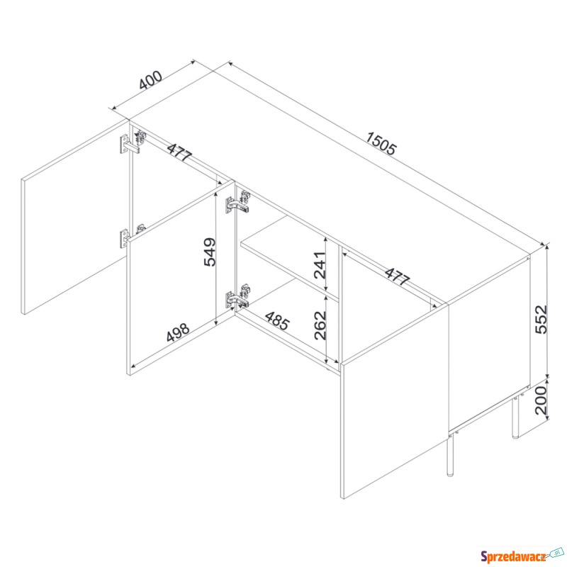 Komoda z drzwiami beżowa mat 150 cm Milo - Komody - Kędzierzyn-Koźle