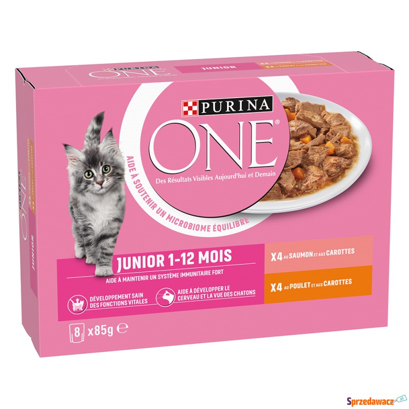 PURINA ONE Junior, 8 x 85 g - Kurczak i łosoś - Karmy dla kotów - Lębork