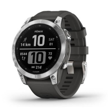 Garmin Fenix 7 srebrny z grafitowym paskiem