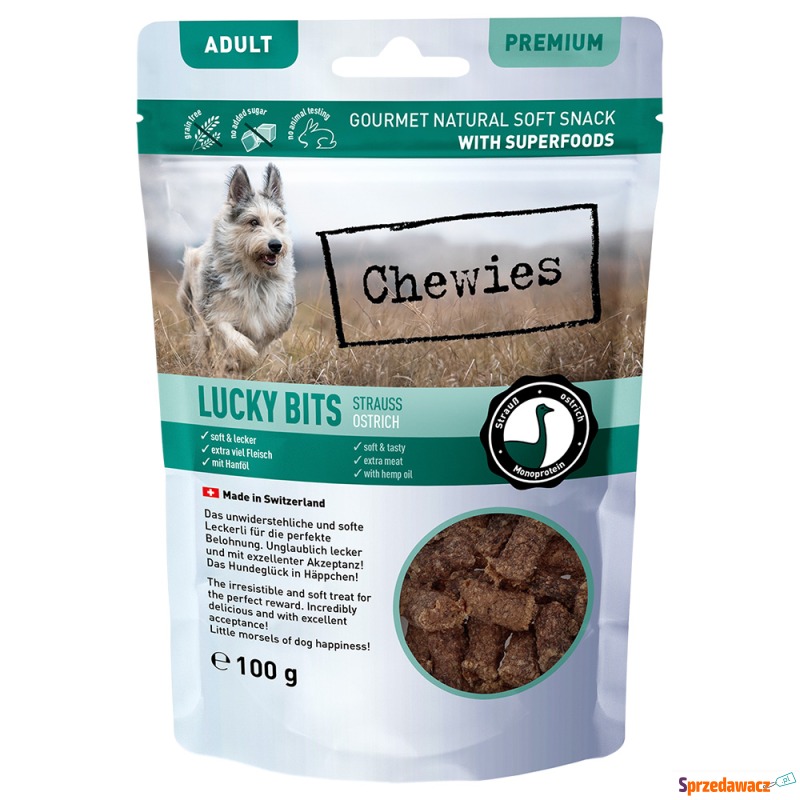 Chewies Lucky Bits Adult - Struś, 100 g - Przysmaki dla psów - Białystok