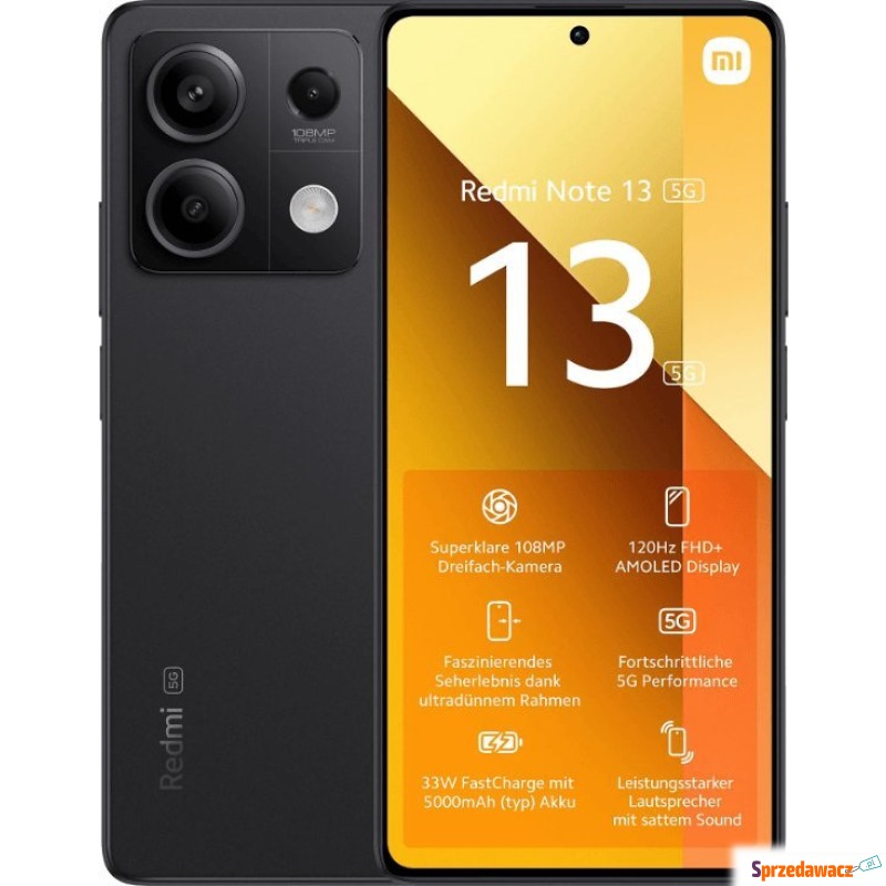 Smartfon Xiaomi Redmi Note 13 5G 8/256GB Czarny... - Telefony komórkowe - Oleśnica