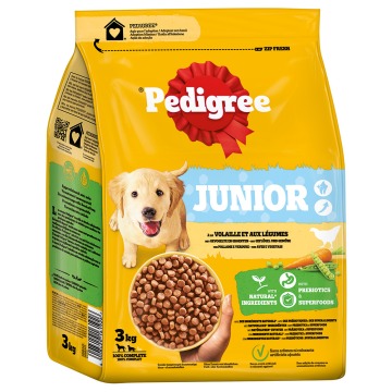 Pedigree Junior, drób z warzywami - 3 x 3 kg