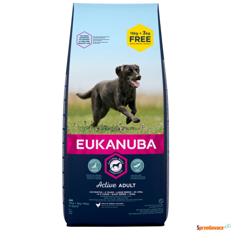 15 + 3 kg gratis! Eukanuba, sucha karma, 18 kg... - Karmy dla psów - Dąbrowa Górnicza