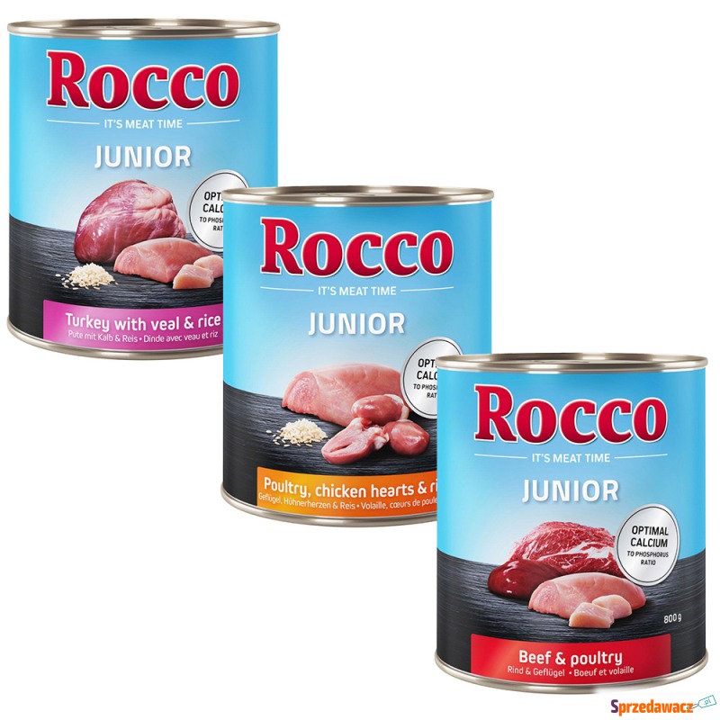 Mieszany pakiet próbny Rocco, 6 x 800 g - Junior:... - Karmy dla psów - Głogów