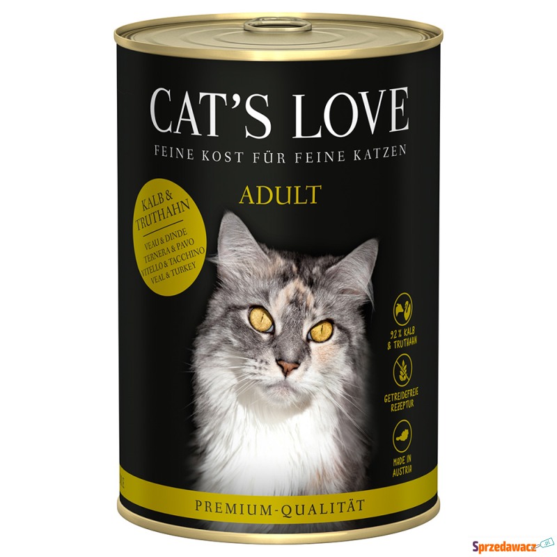 Cat's Love, 6 x 400 g - Cielęcina i indyk - Karmy dla kotów - Zielona Góra