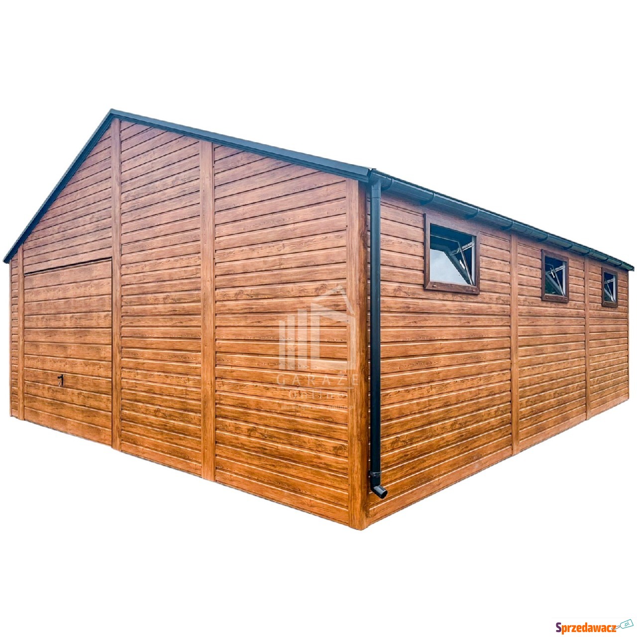 Garaż blaszany 7x7m - Brama uc...