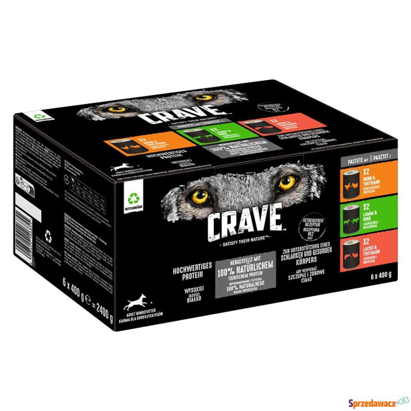 Crave Adult karma dla psa, 6 x 400 g - Mix, 3... - Karmy dla psów - Nowy Sącz