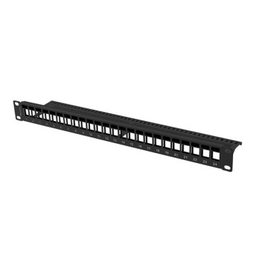 Patch panel Lanberg Patch Panel pusty 24 port 1U 19'' do modułów Keystone czarny