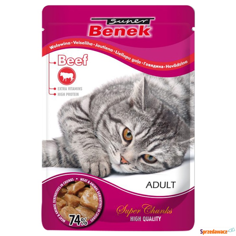 Super Benek Super Chunks, 48 x 100 g - Wołowina... - Karmy dla kotów - Kraków