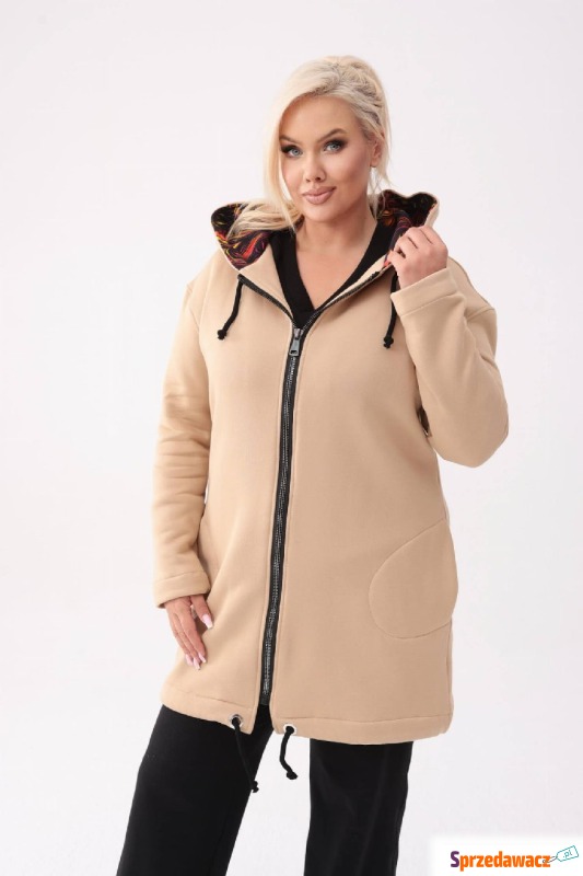 Beżowa bluza z kapturem Flora PLUS SIZE XXL O... - Tuniki i bluzy damskie - Gdańsk