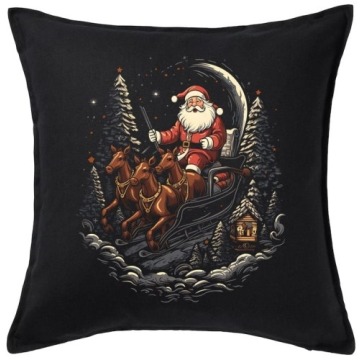 CZARNA Poduszka z mikołajem - santa82