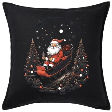 CZARNA Poduszka z mikołajem - santa80