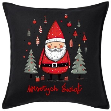 CZARNA Poduszka z mikołajem - santa101