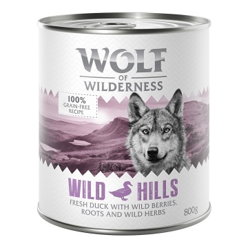 Megapakiet Wolf of Wilderness Monoprotein Adult, 24 x 800 g - Wild Hills, kaczka