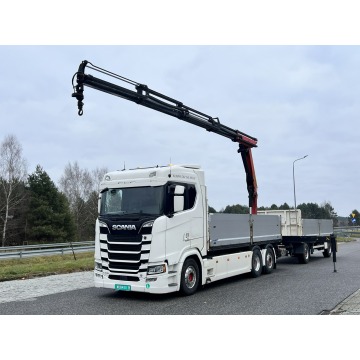 Scania s730 zestaw z przyczepa 2017/18 v8 palfinger dźwig z hds 6x2/4 - s730 zestaw z przyczepa 2017