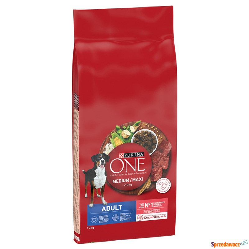 Purina One Medium/Maxi Adult, wołowina z ryżem... - Karmy dla psów - Białystok