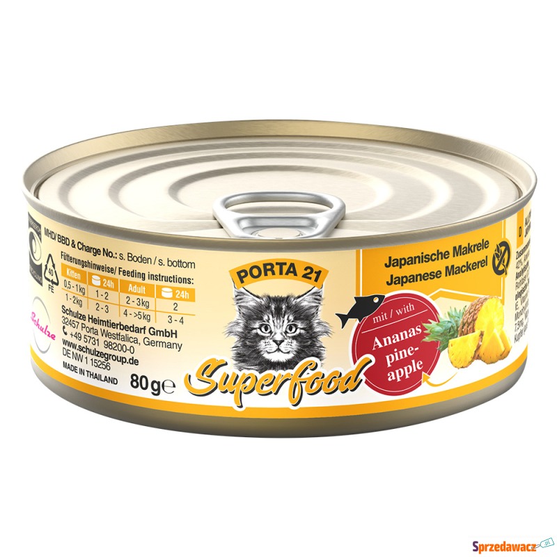 Porta 21 Superfood, 6 x 80 g - Makrela z ananasem - Karmy dla kotów - Słupsk