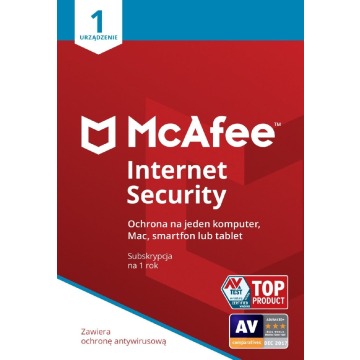 Ochrona i bezpieczeństwo danych McAfee Internet Security ESD PL 1 - device - licencja na rok