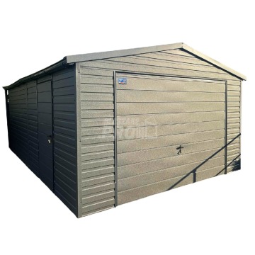 Garaż blaszany 5x7 Brama + drzwi  Antracyt  Dach dwuspadowy GP106