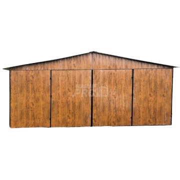 Garaż blaszany 6x6 2x Brama dwuskrzydłowa drewnopodobny dwuspad GP115