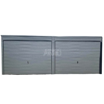 Garaż blaszany 6x6  Brama uchylna x2  antracyt spad w tył GP129